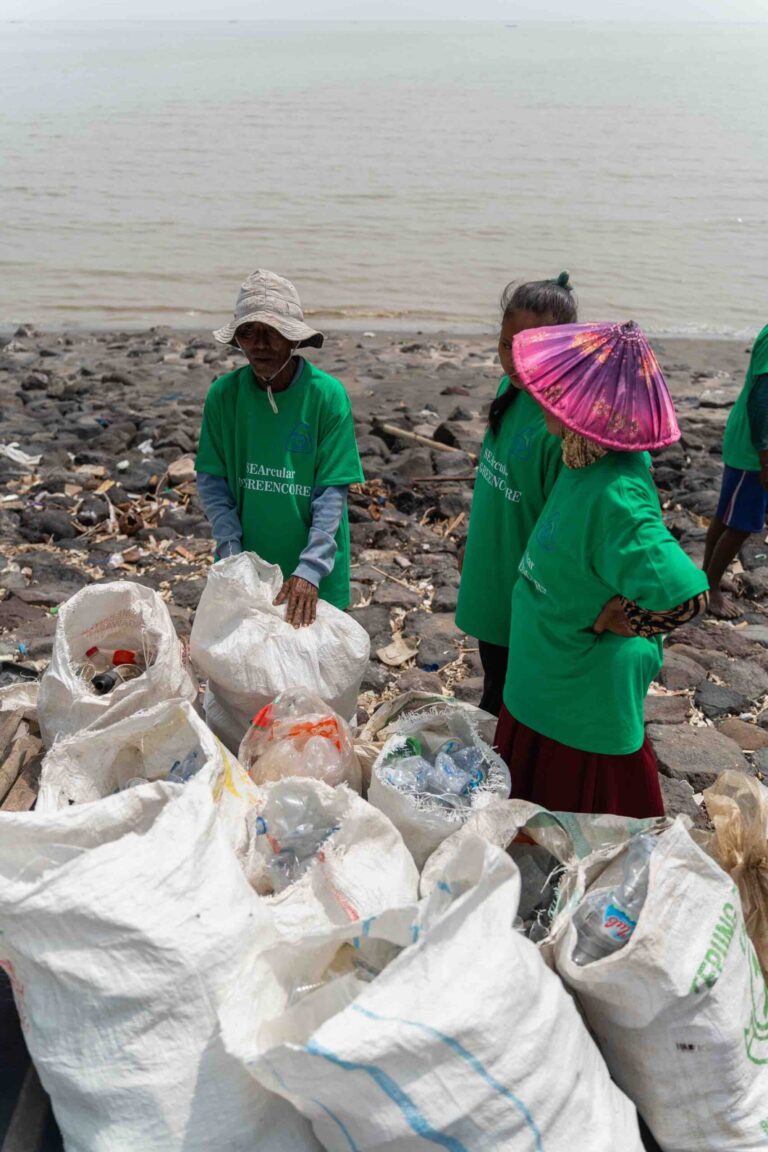 The SEArcular by Greencore team sorting collected plastic waste before its transported to the recycling facility